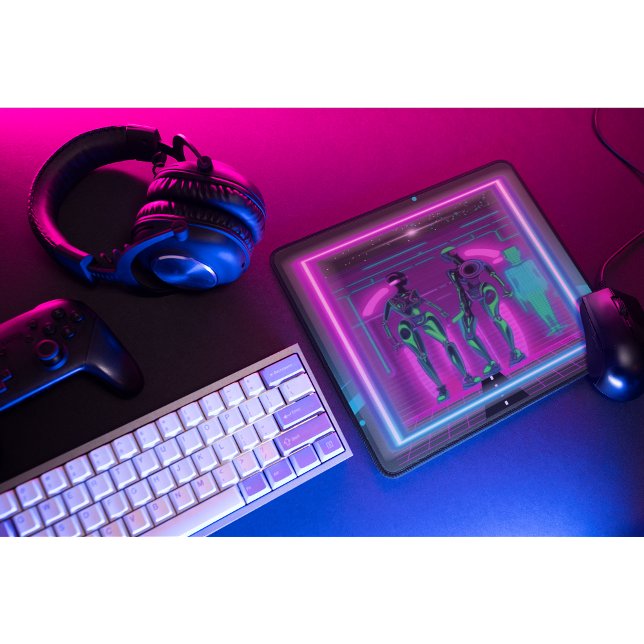 Tapis De Souris Synthwave Neon Robotic Graphic (Créateur téléchargé)