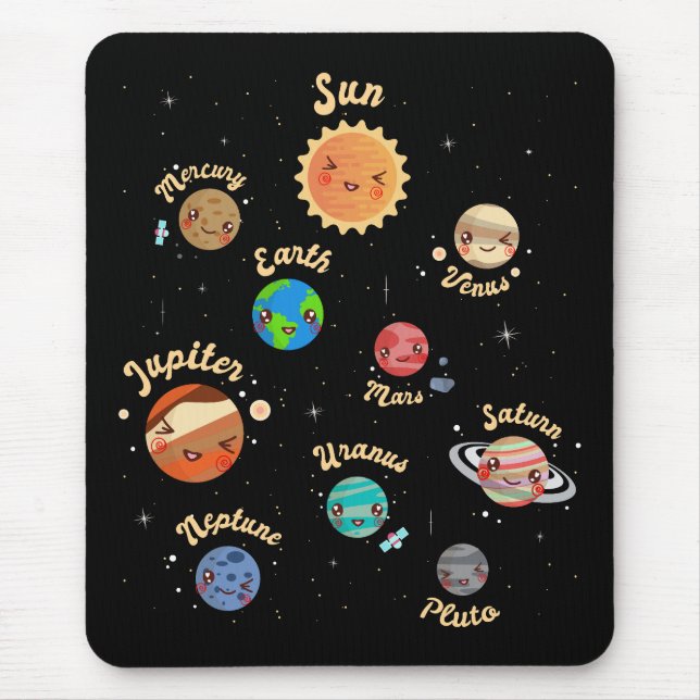 Tapis De Souris Système solaire Planètes Enfants Connaissances Esp (Devant)