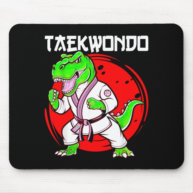 Tapis De Souris T-Rex Dinosaure Combattant Taekwondo (Devant)