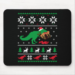 Tapis De Souris T Rex Mangeant Renne Drôle Noël Dinosaure Ugl