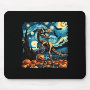 Tapis De Souris T-rex Skeleton Halloween Van Gogh Starry Night Fal