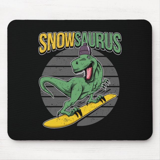 Tapis De Souris T-rex Snowboarding Dinosaur Snowboard  (Devant)