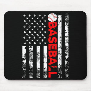 Tapis De Souris T Shirt Cadeau Équipe Baseball Drapeau Américain_8