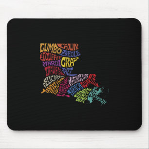 Tapis De Souris T-shirt carte de l'État de Louisiane Mardi Gras Cr