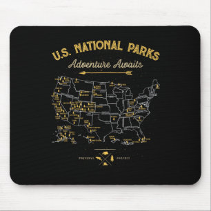 Tapis De Souris T Shirt Carte Parcs Nationaux Camping Femmes Homme