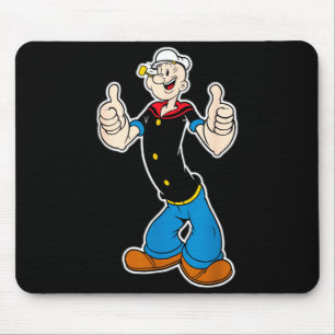 Tapis De Souris T-shirt classique Pop Eye Vintage Cartoon Pouce en