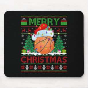 Tapis De Souris T-shirt de Noël laid de basketball Srts Joueur Lum