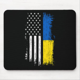 Tapis De Souris T Shirt Drapeau Américain Ukrainien - Fierté Ukrai