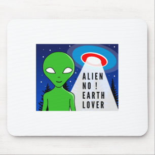 Tapis De Souris T Shirt Drôle Alien Amant Pas De La Terre Alien