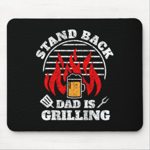 Tapis De Souris T-shirt drôle pour hommes BBQ Fumeur Reculez Papa 