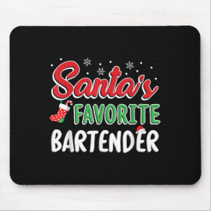 Tapis De Souris T Shirt du Barman Favori du Père Noël Fête de Noël