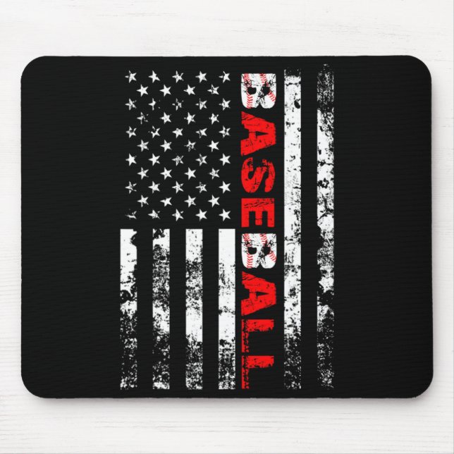 Tapis De Souris T Shirt Équipe de Baseball Drapeau Américain_3  (Devant)