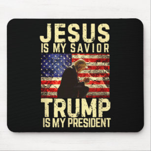 Tapis De Souris T-shirt Jésus Trump - Jésus est mon Seigneur Sauve