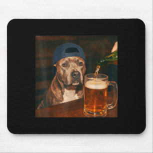 Tapis De Souris T-shirt Pit Bull buvant de la bière Drôle Fête des