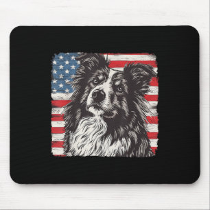 Tapis De Souris T-shirt Shetland Sheepdog chien patriote américain
