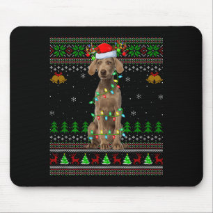 Tapis De Souris T-shirts de Noël laids de chien Weimaraner Vacance