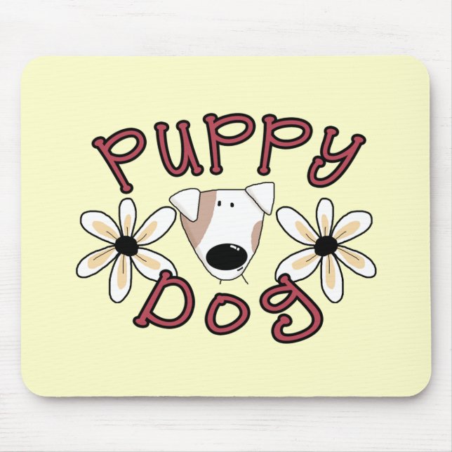 Tapis De Souris T-shirts et cadeaux de chiot de fleurs (Devant)