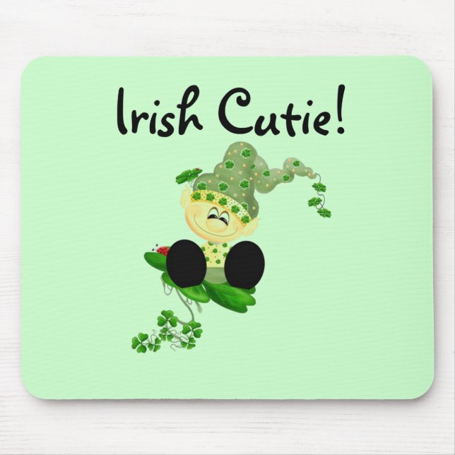 Tapis De Souris T-shirts et cadeaux de Cutie d'Irlandais de lutin (Devant)
