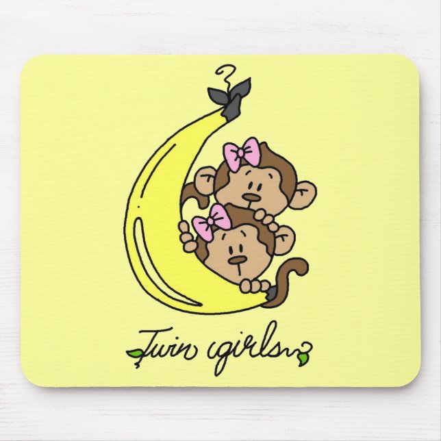 Tapis De Souris T-shirts et cadeaux jumeaux de filles de singes (Devant)