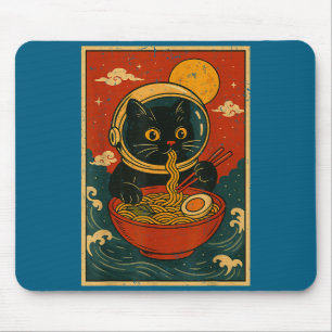 Tapis De Souris T-shirts graphiques japonais Ramen chat astronaute