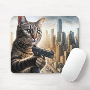 Tapis De Souris Tabby Cat Protéger La Ville