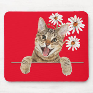 Tapis De Souris Tabby Chat et Daisies