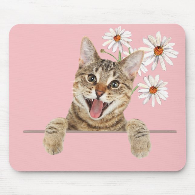 Tapis De Souris Tabby Chat et Daisies (Devant)