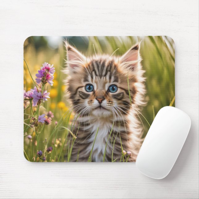 Tapis De Souris Tabby Kitten Dans La Campagne (Avec souris)