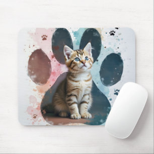 Tapis De Souris Tabby Kitten dans une empreinte