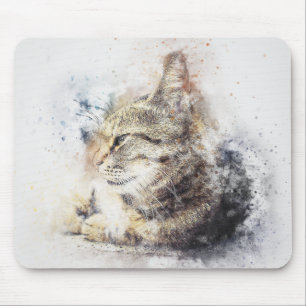 Tapis De Souris Tabby Love   ABSTRAIT   Aquarelle