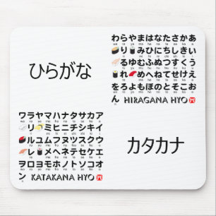 Tapis De Souris Table japonaise Hiragana & Katakana (Sushi)