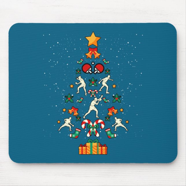 Tapis De Souris Table Tennis Ng Ng Player Christmas Tree Xmas Long (Devant)