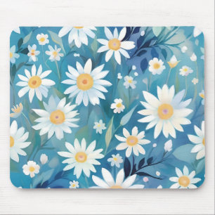 Tapis De Souris Tableau avec fleurs blanches