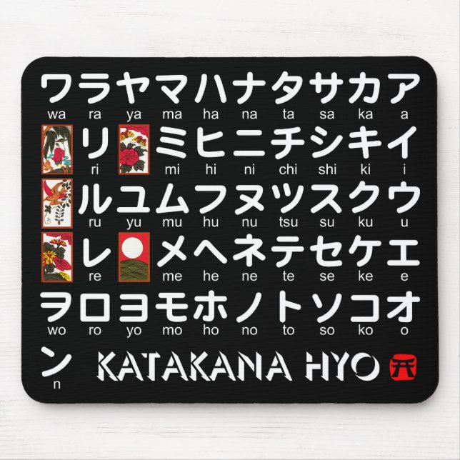 Tapis De Souris Tableau Katakana japonais (Hanafuda) (Devant)