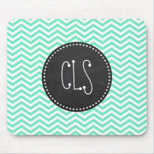 Tapis De Souris Tableau vintage; Aquamarine Chevron; zig zag