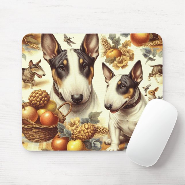 Tapis De Souris Tableau vintage Bull Terrier (Avec souris)