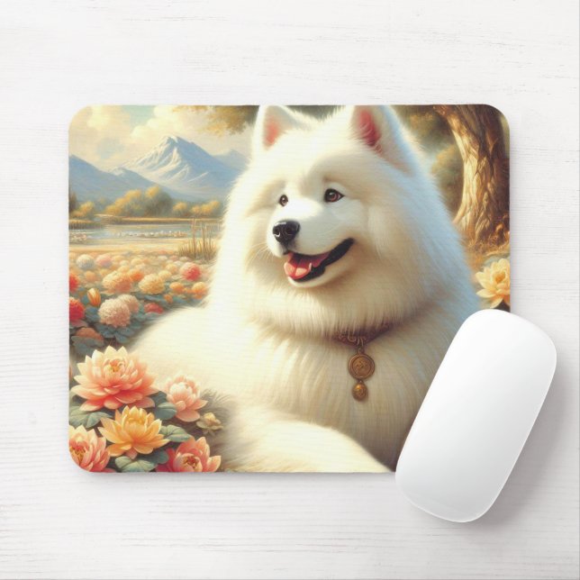 Tapis De Souris Tableau vintage Samoyed Dog (Avec souris)