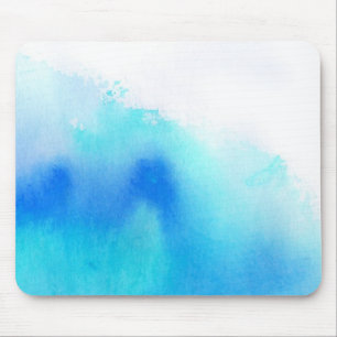 Tapis De Souris Tache bleue, peint à la main abstrait d'aquarelle