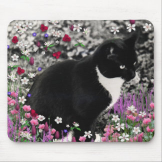 Tapis De Souris Taches de rousseur en fleurs II - chat de smoking
