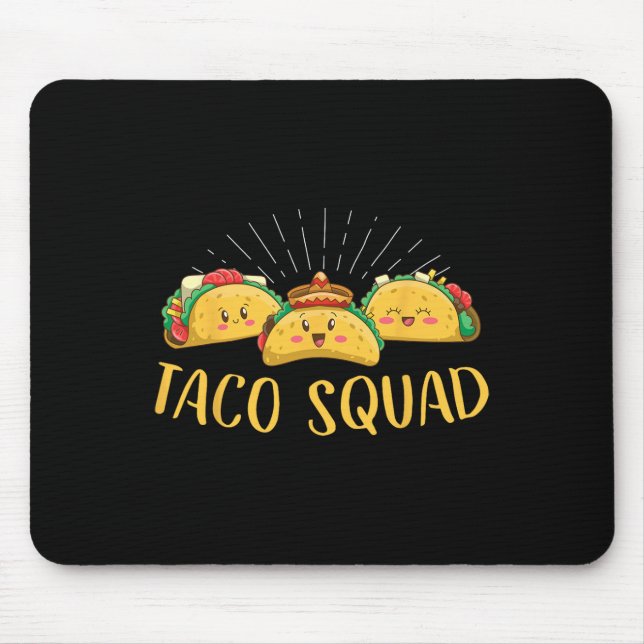 Tapis De Souris Taco Squad Funny Cinco De Mayo Nourriture Mexicain (Devant)
