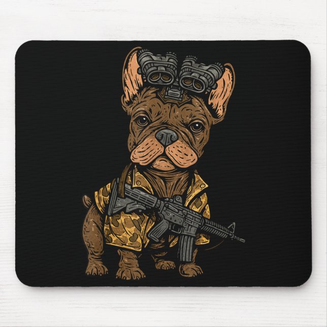 Tapis De Souris Tactical Frenchie Funny Dog Bulldog With Nvg Meme  (Devant)
