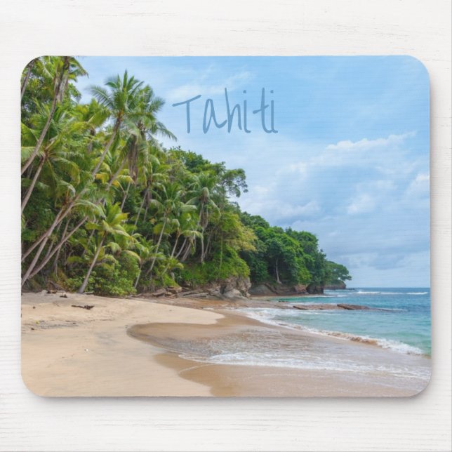 Tapis De Souris Tahiti Sand Beach Ciel bleu Palmiers (Devant)