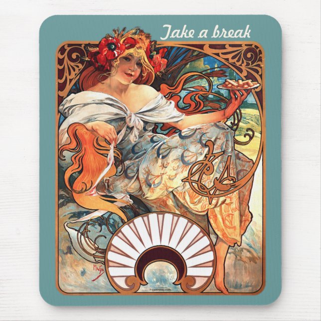 Tapis De Souris Take a break  CC0413 Alphonse Mucha (Devant)