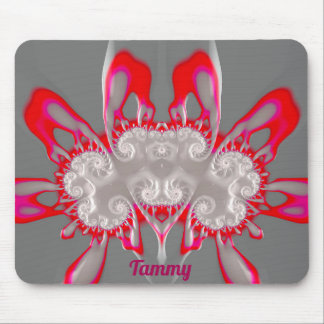 Tapis De Souris TAMMY ~ FLUORO ROSE ROUGE BLANC GRIS ~ Fractal