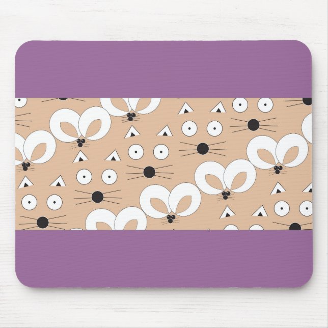 Tapis De Souris Tan de motif de chat et de souris (Devant)