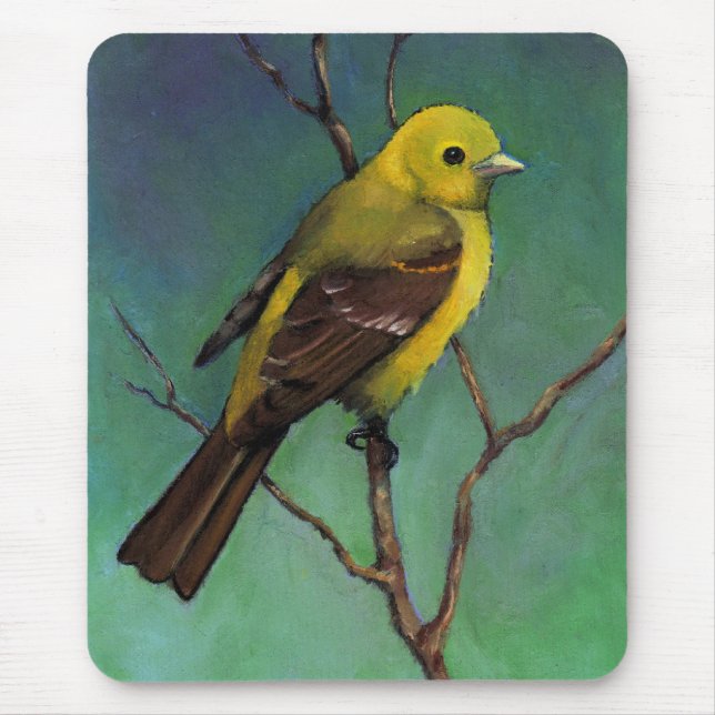 Tapis De Souris Tanager (oiseau) au pastel d'huile, art de (Devant)