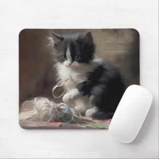Tapis De Souris Tangup Dans Fun Black and White Kitten