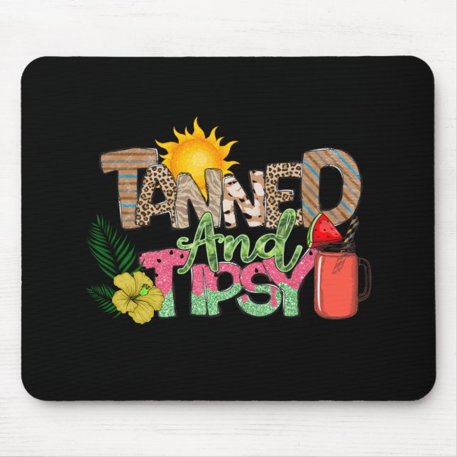 Tapis De Souris Tannée et Tipsy | Fun Summer Party Design (Devant)