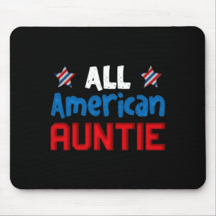Tapis De Souris Tante américaine 4 juillet famille américaine appa