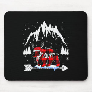 Tapis De Souris Tante Ours Buffalo Plaid Noël Drôle Santa Hat